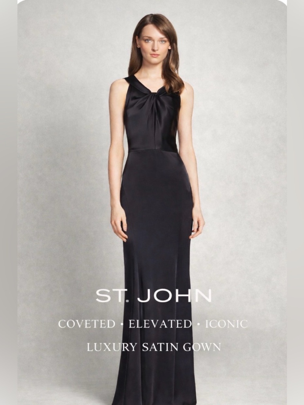 St. John Liquid Satin Black Gown | NEW | Luxe Formal Evening Dress